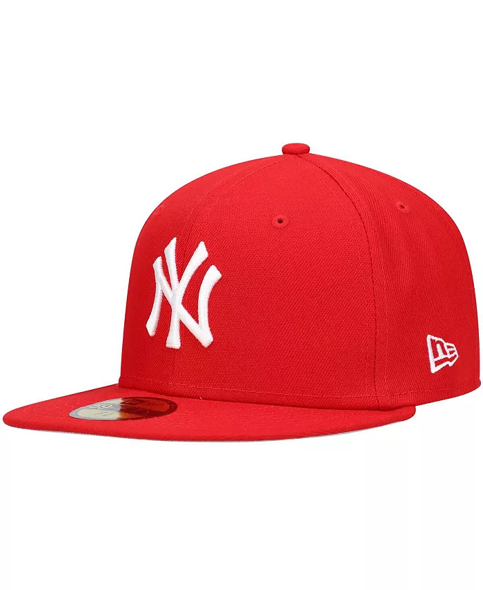 Men's Red New York Yankees Logo White 59FIFTY Fitted Hat - Image 2